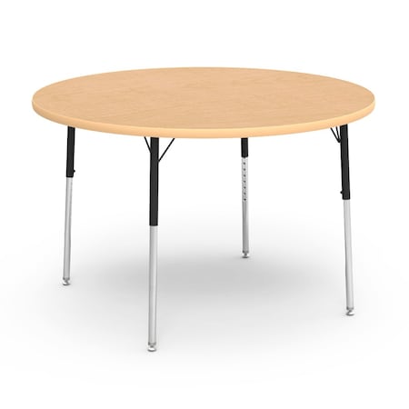 Virco 48 in. W, 48 in. L, 22-30 in. H, Fusion Maple Top / Beige Edge 4848R